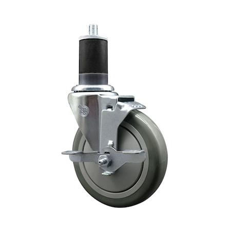 Service Caster 5'' SS Gray Poly Swivel 1-5/8'' Expanding Stem Caster with Brake SCC-SSEX20S514-PPUB-TLB-158
